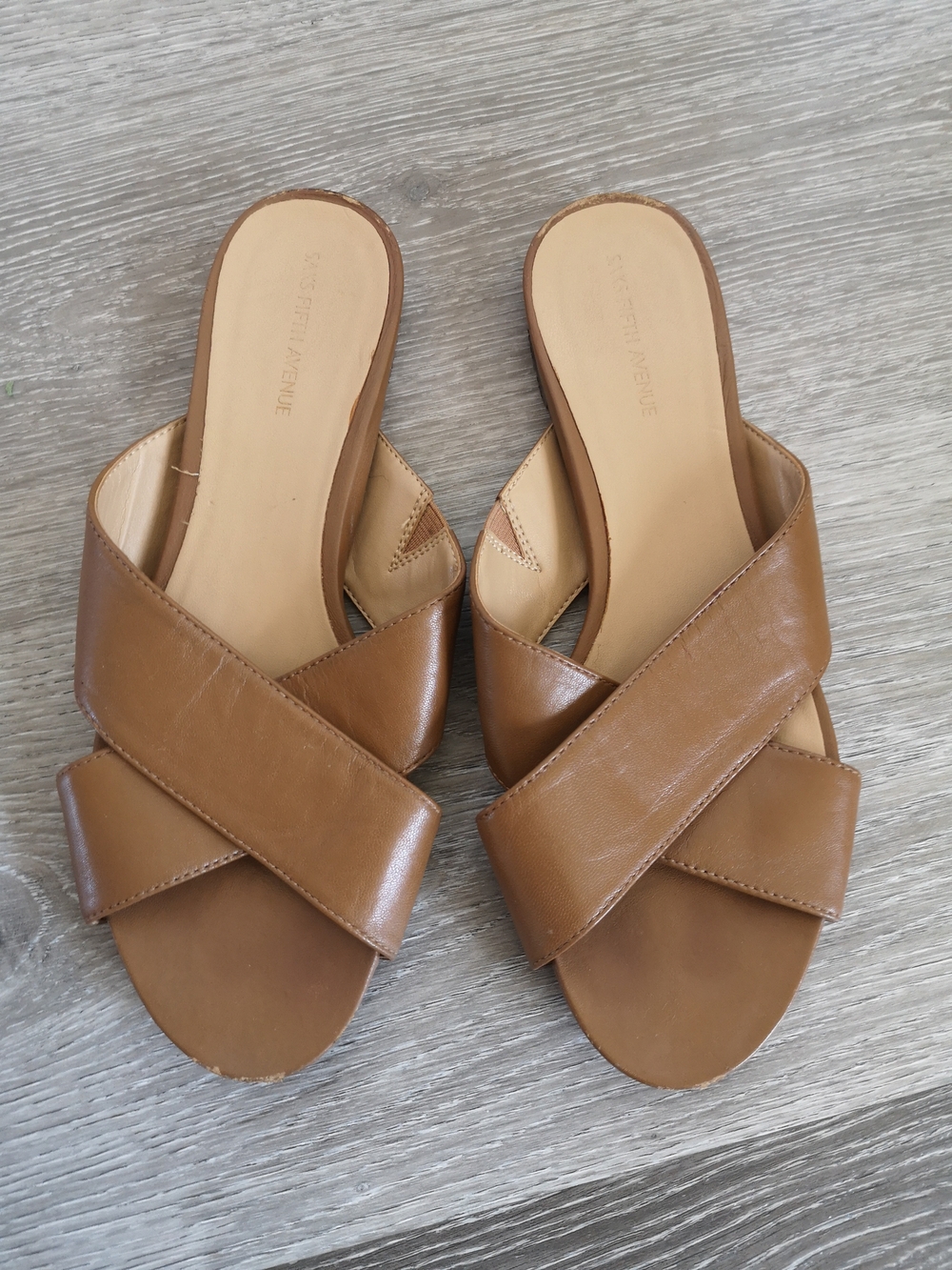 Cross-Strap Leather Sandals
